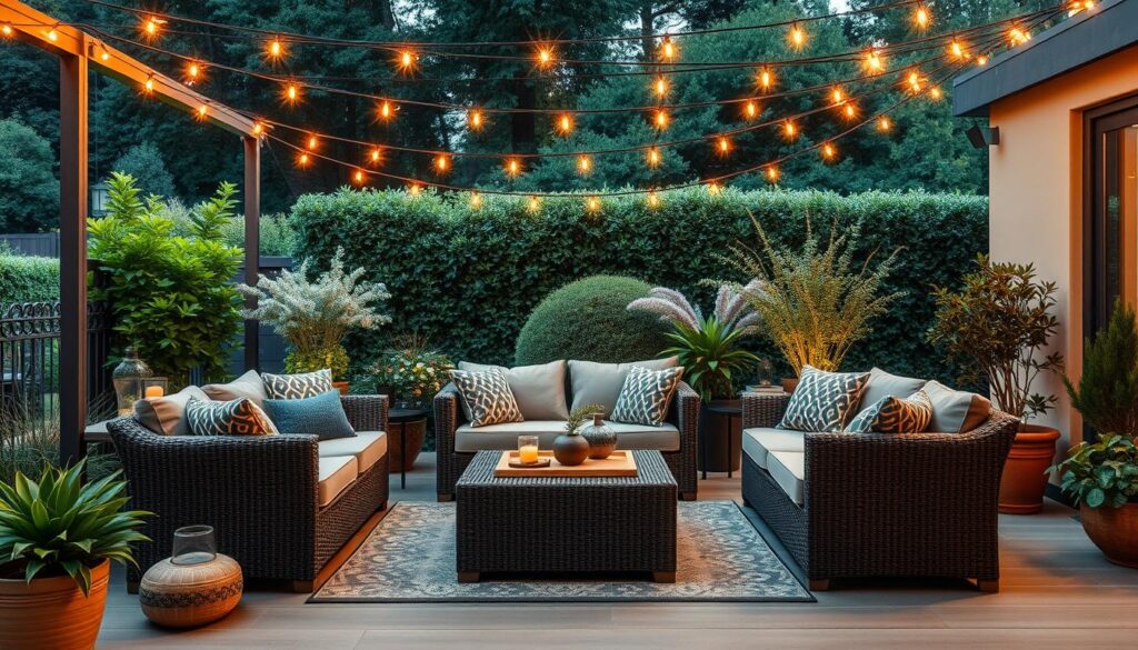 cozy outdoor living spaces with string lights and weather-resistant furniture cozy outdoor living spaces with string lights and weather-resistant furniture