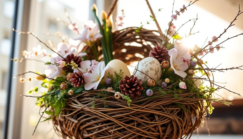 easter wreath inspiration with floral and natural elements