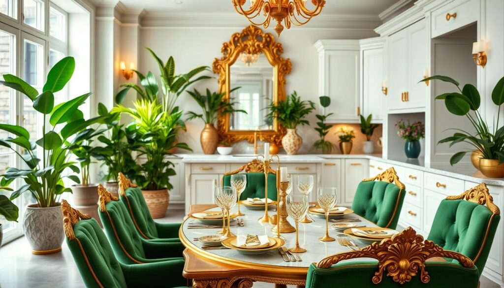 green and gold kitchen decor ideas