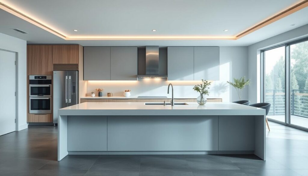 modern kitchen design with central island